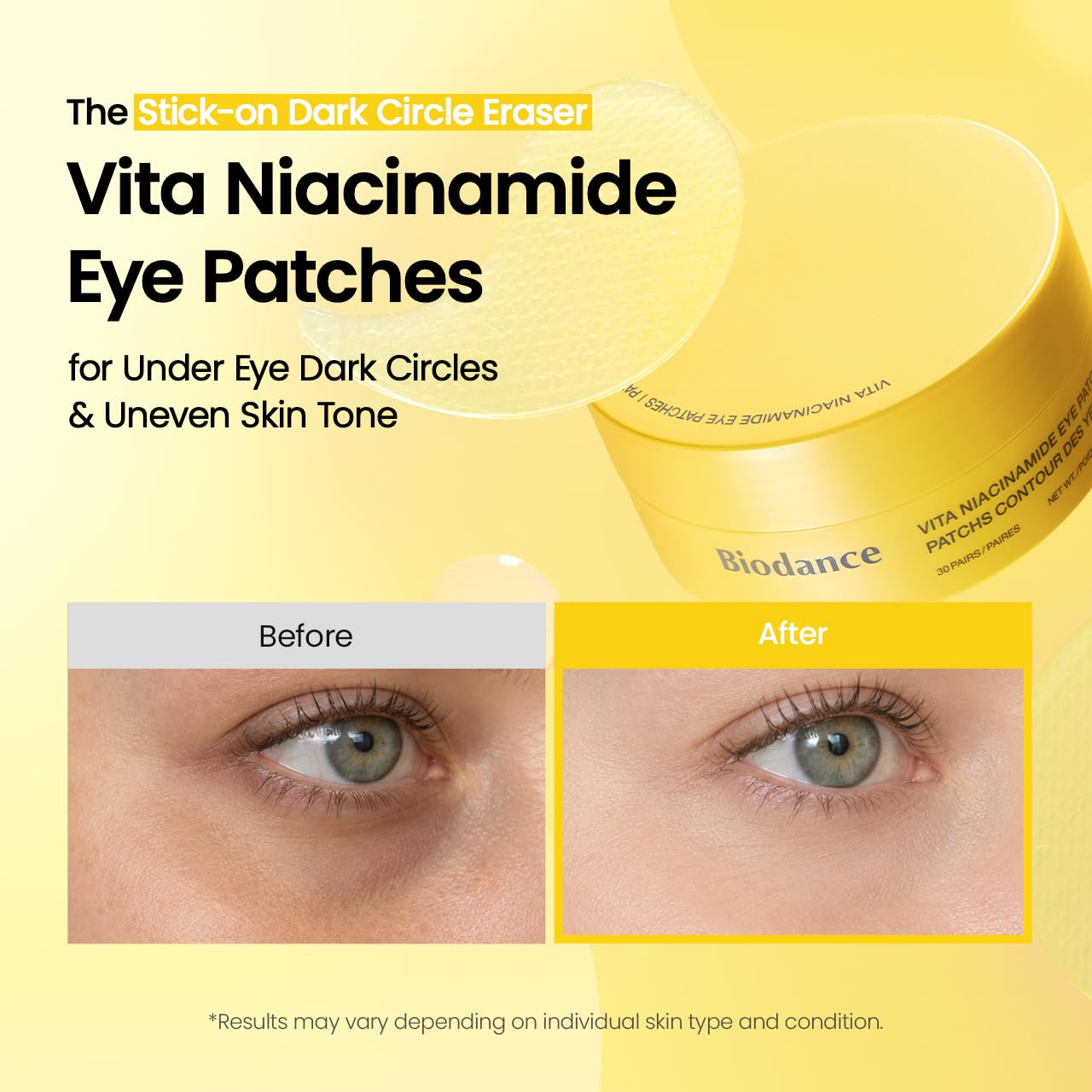 Vita Niacinamida Parches para el contorno de ojos 30 Pares Biodance