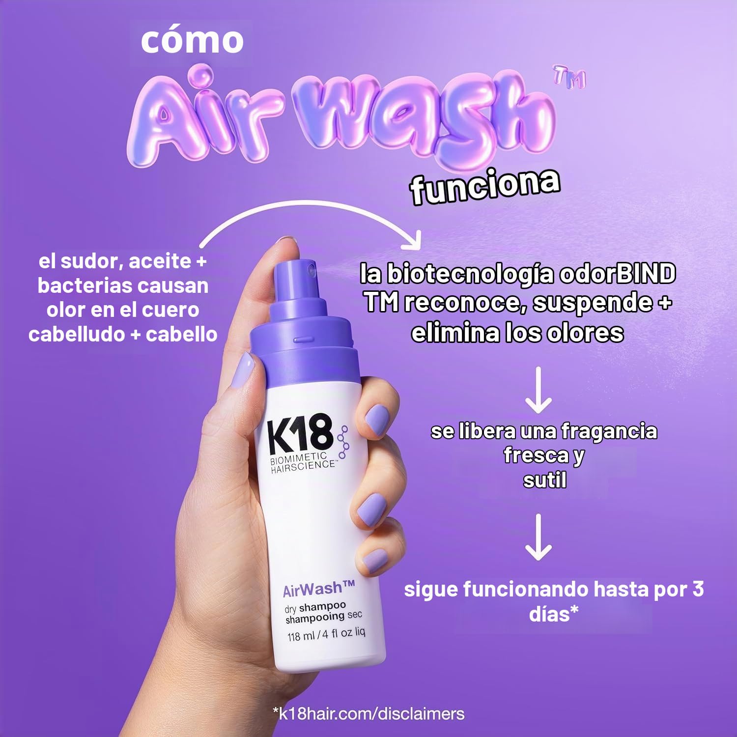 K18 AirWash™ Dry Shampoo – Shampoo en Seco 118 ml