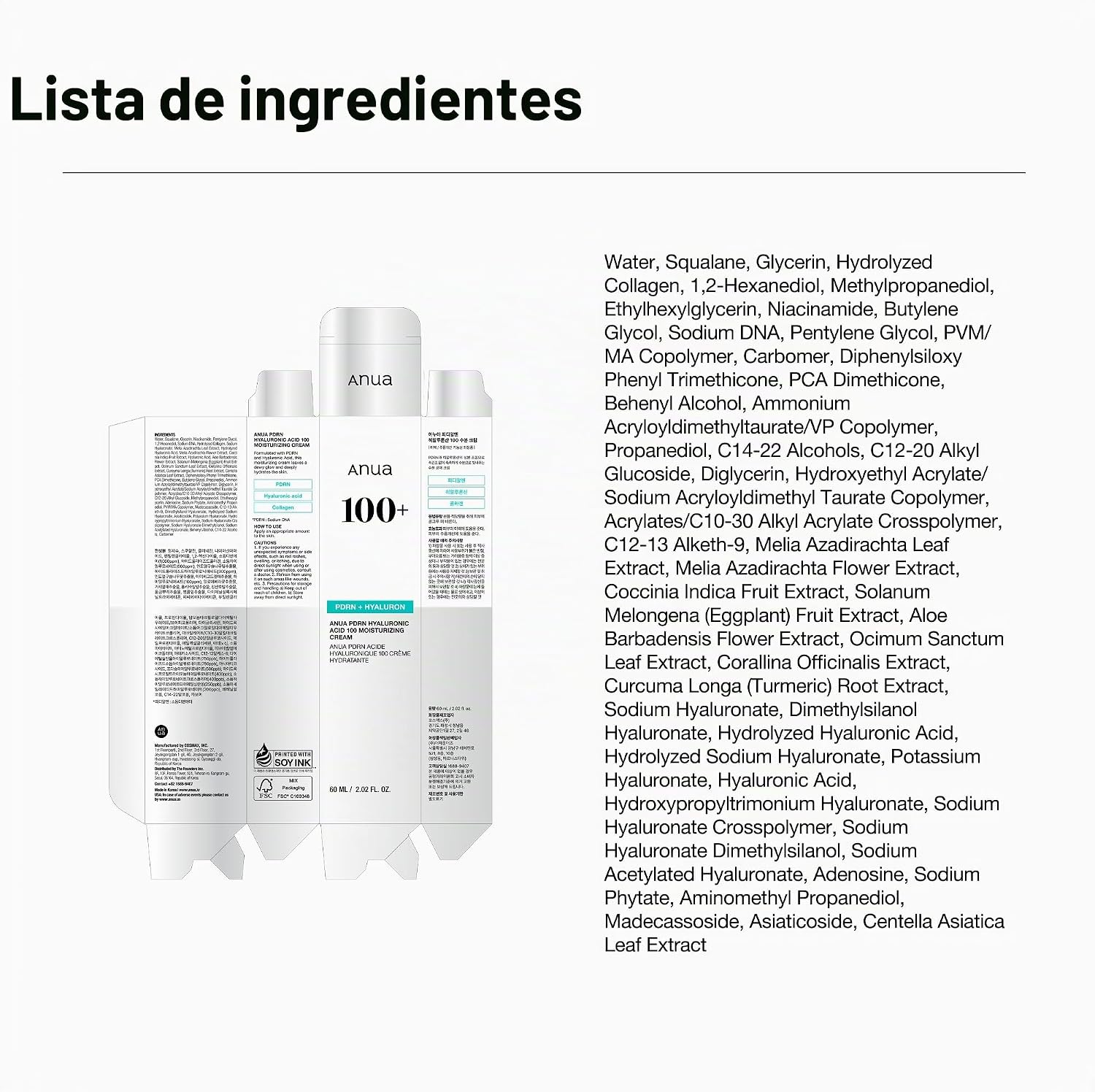 ANUA PDRN + Ácido Hialurónico 100 – Crema Hidratante 60 ml