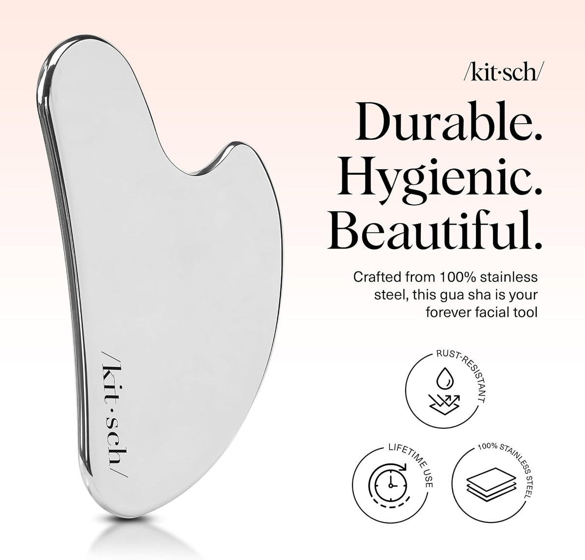 Kitsch GuaSha Facial de Acero Inoxidable – Herramienta de Masaje Facial