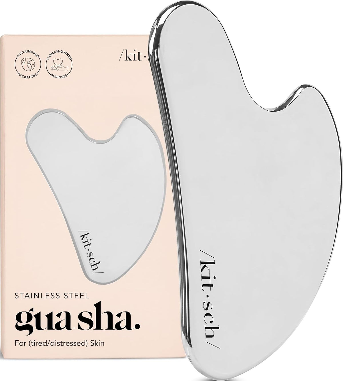 Kitsch GuaSha Facial de Acero Inoxidable – Herramienta de Masaje Facial