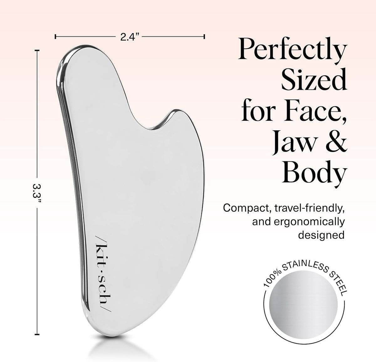Kitsch GuaSha Facial de Acero Inoxidable – Herramienta de Masaje Facial