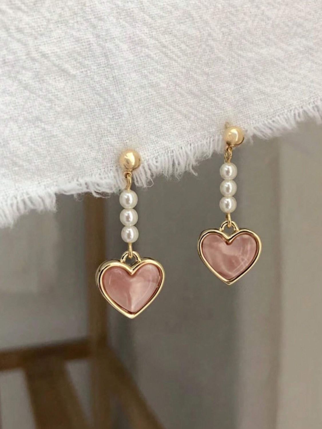 Pendientes con gota en forma de corazón estilo coreano Shein